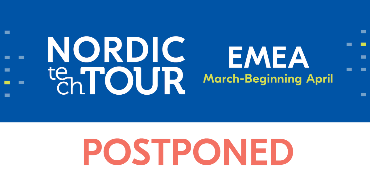 NordicTweets's tweet photo. Due to escalation of COVID-19, we have taken the decision to postpone #NordicTechTour in March and beginning of April until further notice. We're sorry to miss the opportunity to connect onsite, we'll update our website as soon as new dates are confirmed https://t.co/Zz6S6Ure40 https://t.co/J2DARca9Cd