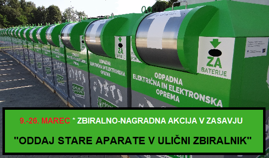 Zasavčani pozor - v ponedeljek pričnemo s tritedensko zbiralno-nagradno akcijo "Oddaj stare aparate v ulični zbiralnik". Več na wwwstariaparati.si #zasavje #ecikliraj #odpadki