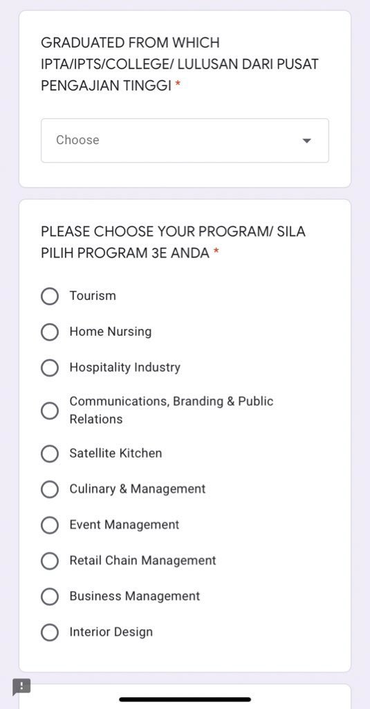 theaqil_'s tweet photo. korang just Isi form tu dan pastikan tick course yang korang nak. Benda ni percuma je, so rugilah kalau tak join training ni.
#3EProgram #3EHiring https://t.co/7j45vUoOm4