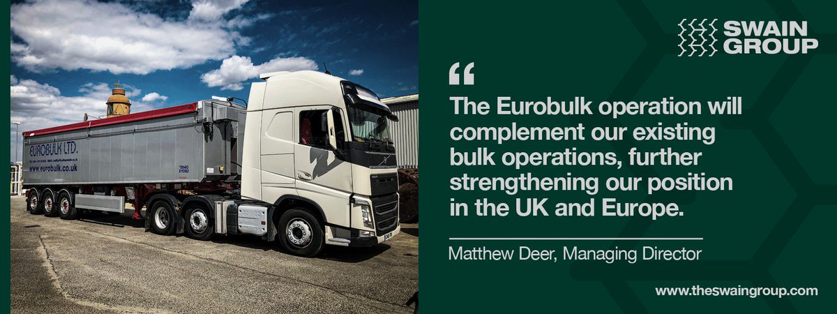The acquisition of Eurobulk proves our commitment to expanding and developing Swain Group's services. The agricultural and industrial bulk materials sector is very specialised, and Swain Group is excited to have acquired Eurobulk and join this lucrative sector.