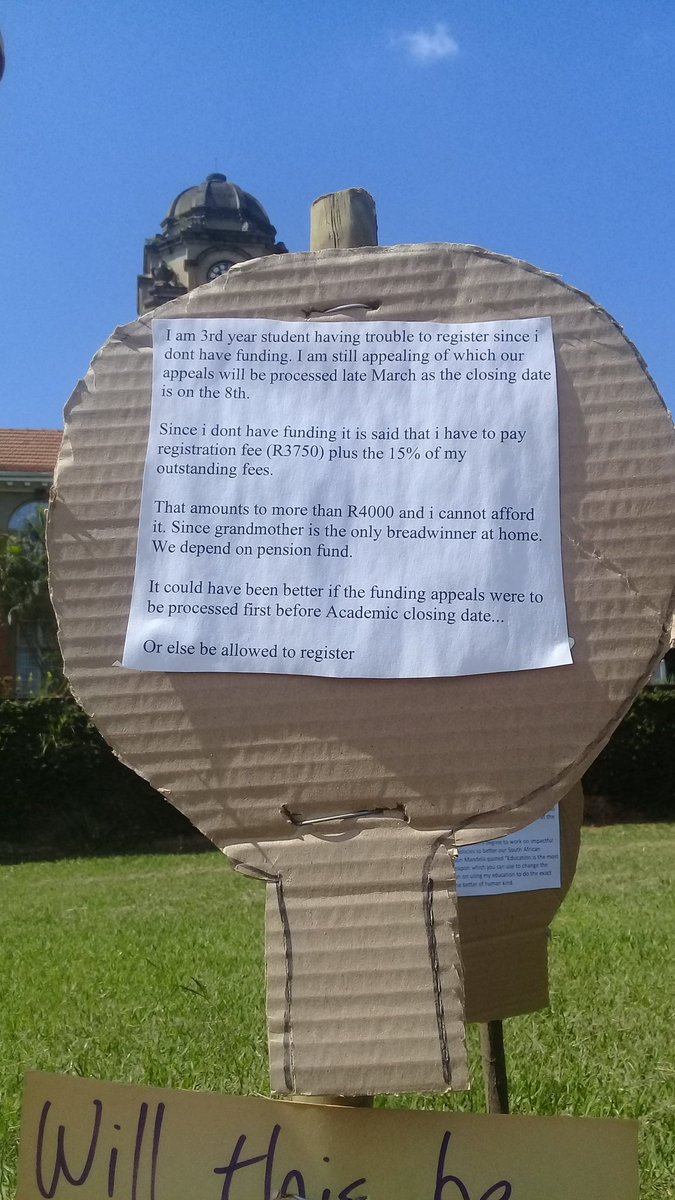 Grace40802808's tweet photo. Current situation across all @UKZN campuses. Academically deserving students are going back home due to financial exclusion 💔 @Duduzane__Zuma was in PMB this morning to engage the populace. Where's Hon. Minister @DrBladeNzimande @ButiManamela @SAUS_2019 ?? #UKZNEXCLUDED https://t.co/HxpjTIncd3