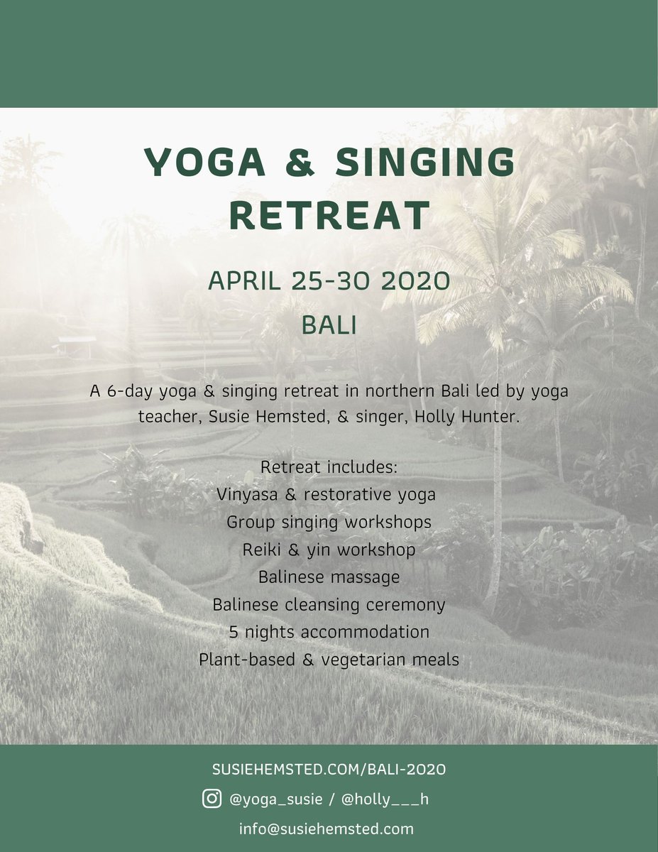 holly___h's tweet photo. 3 weeks left to book on a yoga &amp; singing retreat in Bali with me - April 25-30 https://t.co/hbJmQAH2r6 #yoga #singing #wellness #bali #travel #yogalife #choir #voice #song #adventure #retreat #yogi https://t.co/OlwVGFImGg