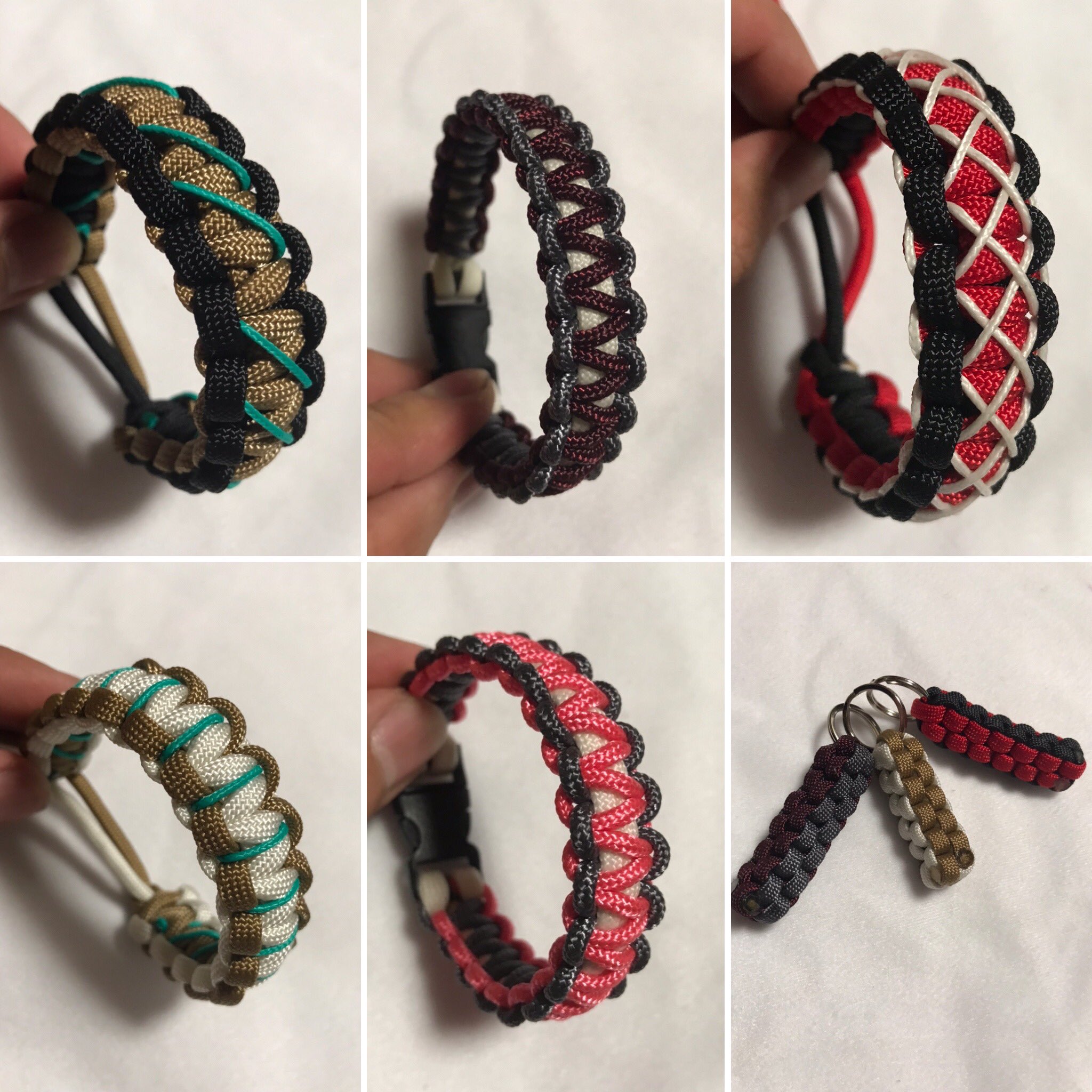 Rikka 何か作る鳩 Rikka Paracord 久々に編みました リハビリの為今まで編んだことある編み方を パラコードブレスレットx3 タックコードブレスレットx2 パラコードキーホルダーx3 やっぱ蓄光は良いねd Paracord パラコードブレスレット