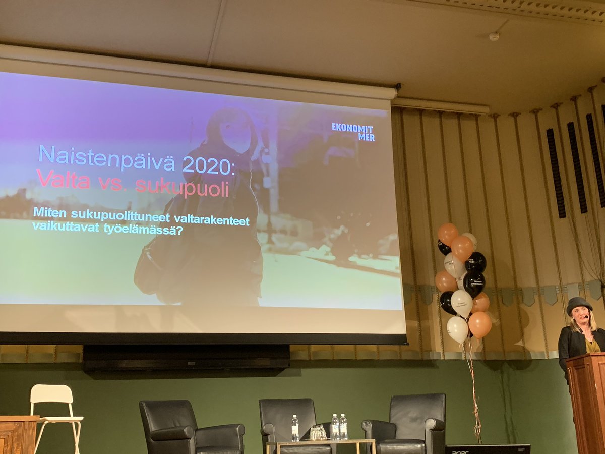 salminentiina's tweet photo. Naistenpäivä 2020 käynnissä Pörssitalolla. Let her talk lyhytelokuva nähtävissä myös Yleareenalla. #ekonominaiset https://t.co/6bN4P4zkoW