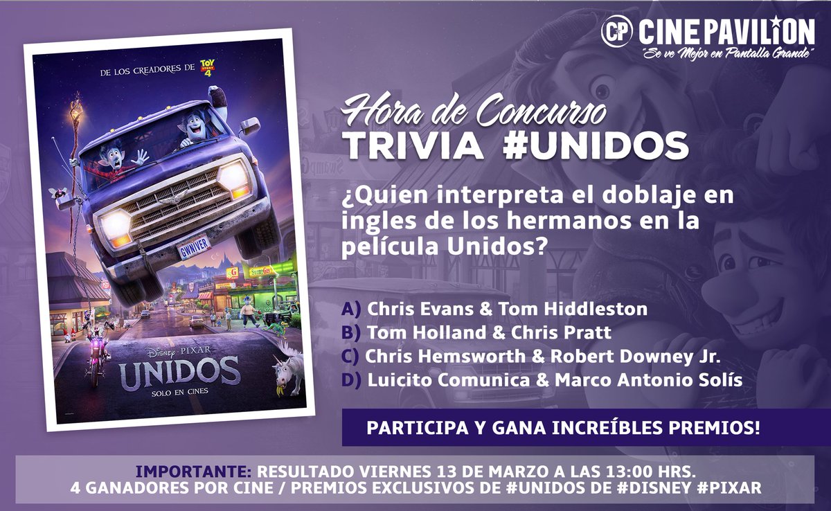 🔥🔥🔥HORA DE CONCURSO🔥🔥🔥
Tenemos nuevo concurso del estreno #Unidos 🎬 tan solo sigue los siguientes pasos para participar!
👀 👀👀BASES DEL CONCURSO EN FACEBOOK E INSTAGRAM👀👀👀
#Concurso #GraciasTioPavilion #CinePavilion