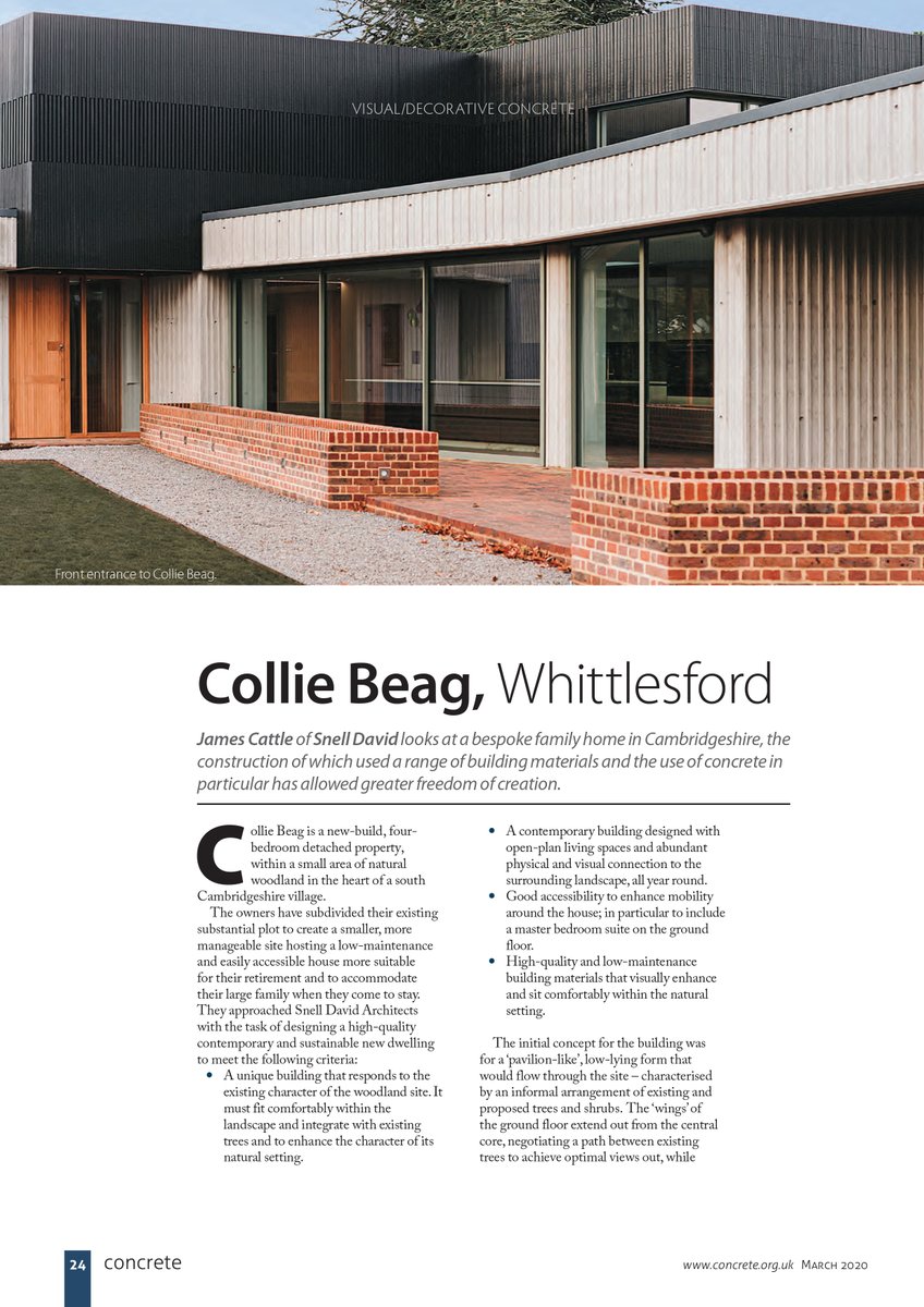 SnellDavidArch's tweet photo. We are excited to see that our project, Collie Beag, in #Cambridgeshire has been featured in @ukConcrete publication.  

Click the link below for more details of this article.

https://t.co/pqOEJBwN8B https://t.co/ROXWFnDFSg