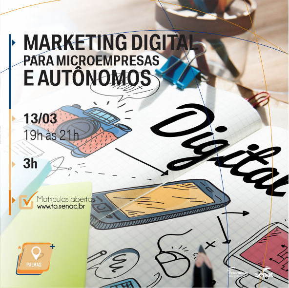 senacto's tweet photo. Inscrições abertas para o curso de Marketing Digital para Microempresas e Autônomos no Senac Palmas! #VemProSenac
Mais informações acesse: https://t.co/M2WrwouHXn
☎ 3219-1600
.
.
.
#Senac #Tocantins #Palmas #Fecomercioto #Sistemacnc #CNC
@FecomercioTo https://t.co/hwFxnMODKV