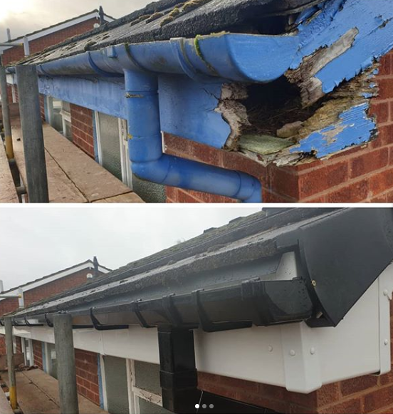 New full replacement <a href="/freefoam/">Freefoam</a> fascias and soffits installed along with #guttering.

We also replaced 1m of felt and installed our eave protector system and dry verge caps to give a maintenance free roofline.

A bit of a difference!

 #homeimprovement #roofing #telford