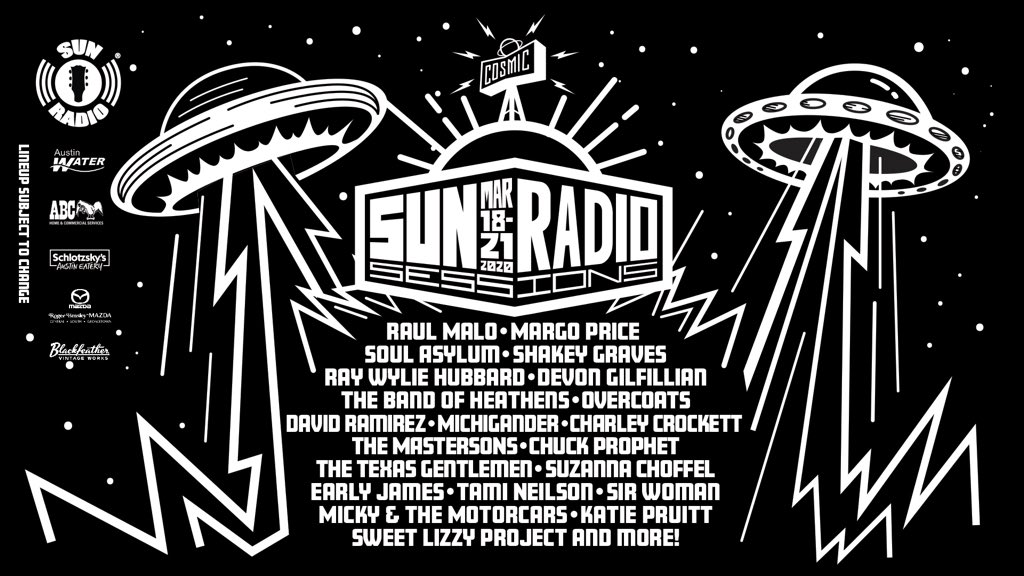 The <a href="/SunRadioTX/">Sun Radio</a> Sessions lineup is here! 

Notables:
🔅 <a href="/MissMargoPrice/">Margo Price</a> 
🔅 <a href="/ShakeyGraves/">S H A K E Y G R A V E S</a> 
🔅 <a href="/thisisovercoats/">Overcoats</a> 

Grab your ticket on our SXSW event list! 👉 sx.atxconcert.com