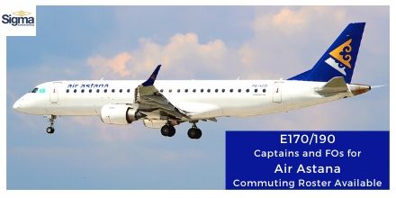 We are looking for #E170190 #FOs and #Captains for our long-term client Air Astana – Commuting Roster Available.

If you are interested please send your most recent CV to Karim at kcassamo@sigmaaviationservices.com or call +353 1 669 8218

#aviation #aviationjobs