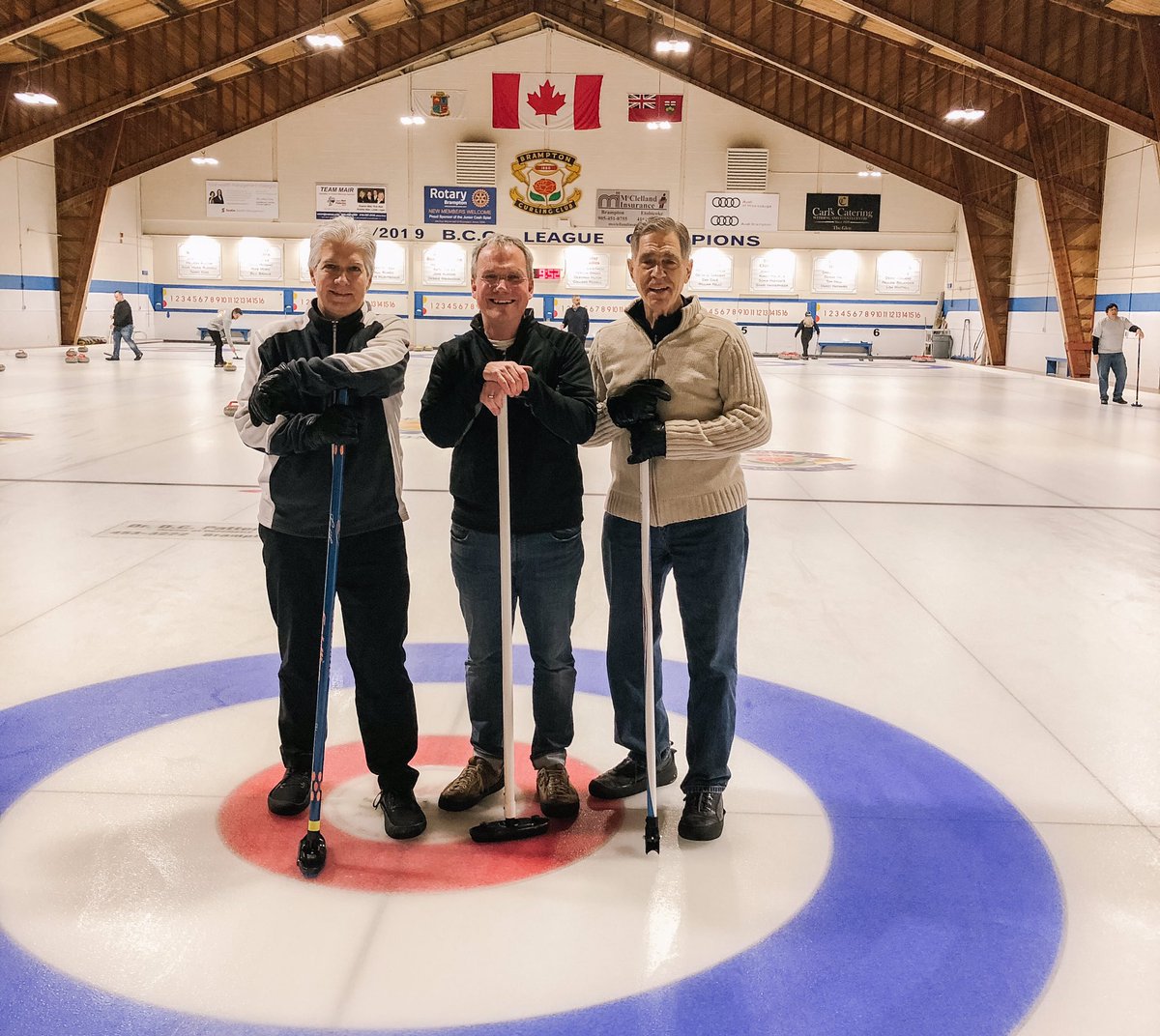 ArmstrongStrat's tweet photo. Itโs #TeamASG on ice! @DeanIorfida, @JohnBArmstrong and @BillHallett8 are sweeping ๐ฅ at the @MasonryWorks_ON Bocce On Ice tourney today. Happy to be involved and throwing stones with the brick pros. #hurryhard #curling #masonryworks https://t.co/6B1LZCyCEv