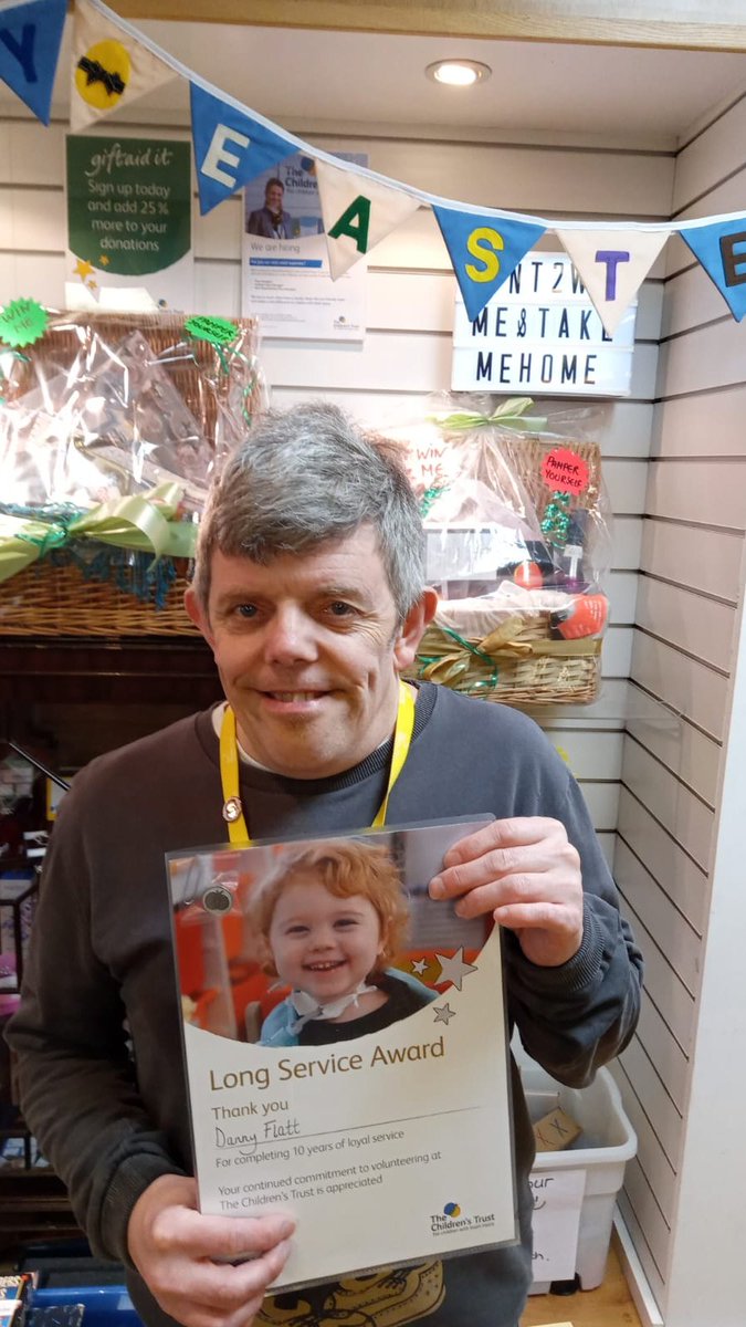 TCTMaidstone's tweet photo. Wow we have had a big achievement at our lovely store today. Danny is our longest serving member of the team. He started 10 years ago and he is one of our #superstars and we all love working with him. Congratulations Danny from all @TCTMaidstone and rest of the @Childrens_Trust https://t.co/wBt5Jj8seg