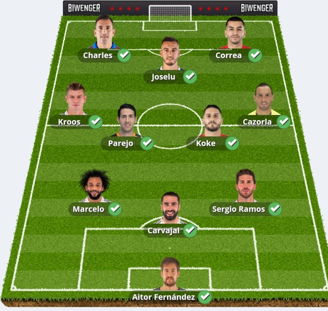 miguelsfc93's tweet photo. @Asesor_Biwenger @AsesorLFM @asejorpicas @comunio_asesor @asesor_o11ce @AsesorEncuestas @BrokerFantasy @ConsultorLFM Suplentes:
Nacho Vidal
Trigueros y Fede Valverde
Cambiaris algo?
Gracias https://t.co/W83adbM4Qf