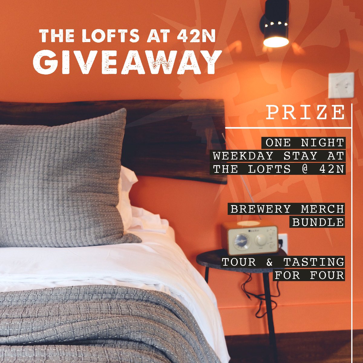 GIVEAWAY TIME!!! We’re giving away a weekday stay at the Lofts @ 42N, brewery March bundle and a tour and tasting for four! 
TO ENTER:

- Retweet this tweet
- Tag your craft beer partner in crime
- Tag more friends to increase your chances of winning! 

*stay is 1 night SUN-THURS