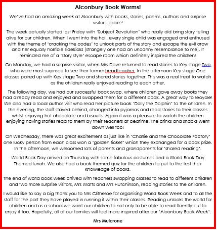 AlconburySchool's tweet photo. Newsletter 6th March 2020 https://t.co/501S3LPXx1