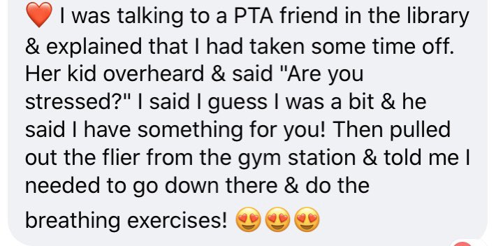12KLW12's tweet photo. At my school’s engagement night last night, I led a “calm” station in the gym. One of our moms sent me this message today. Take some time to be calm today, friends. It’s good for you!
#GatorVision https://t.co/zykhxeWDBX