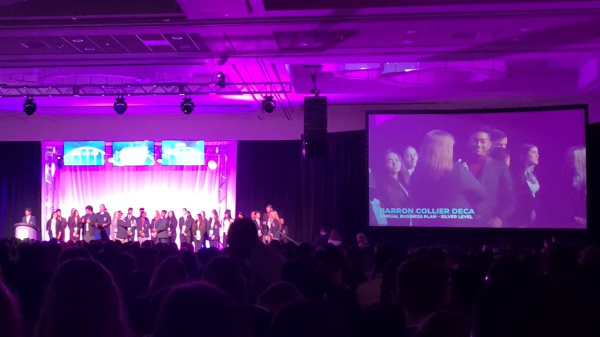 barrondeca's tweet photo. Day 1 of FL DECA CDC✅

As students begin to compete on Day 2, @BarronCollier DECA has already received some awards.

Our dedicated advisor, Ms. Wilson, was also recognized on stage for her years of service and major impact on Florida DECA. 🔹 https://t.co/CHpHMSxm2J