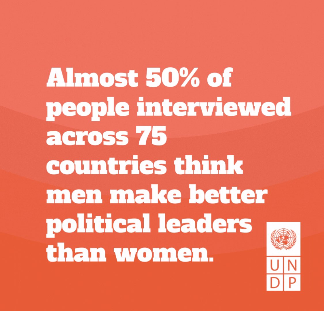 antonioguterres's tweet photo. New analysis finds that almost 90% of people hold some bias against women - and around 50% feel that men make better political leaders.

We must urgently tackle bias &amp; prejudices and close the vast gender power gap that persists worldwide. https://t.co/6qQEkj6FVz https://t.co/tfVFPVsy8E