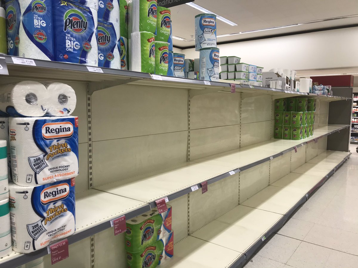 You can guarantee that once some #government Neddie tells the Great British public not to panic over the #coronavirus issue it's going to have the exact opposite effect. Pic taken in #gillinghamdorset <a href="/waitrose/">Waitrose & Partners</a> today (6th). Have we taken leave of our #senses?