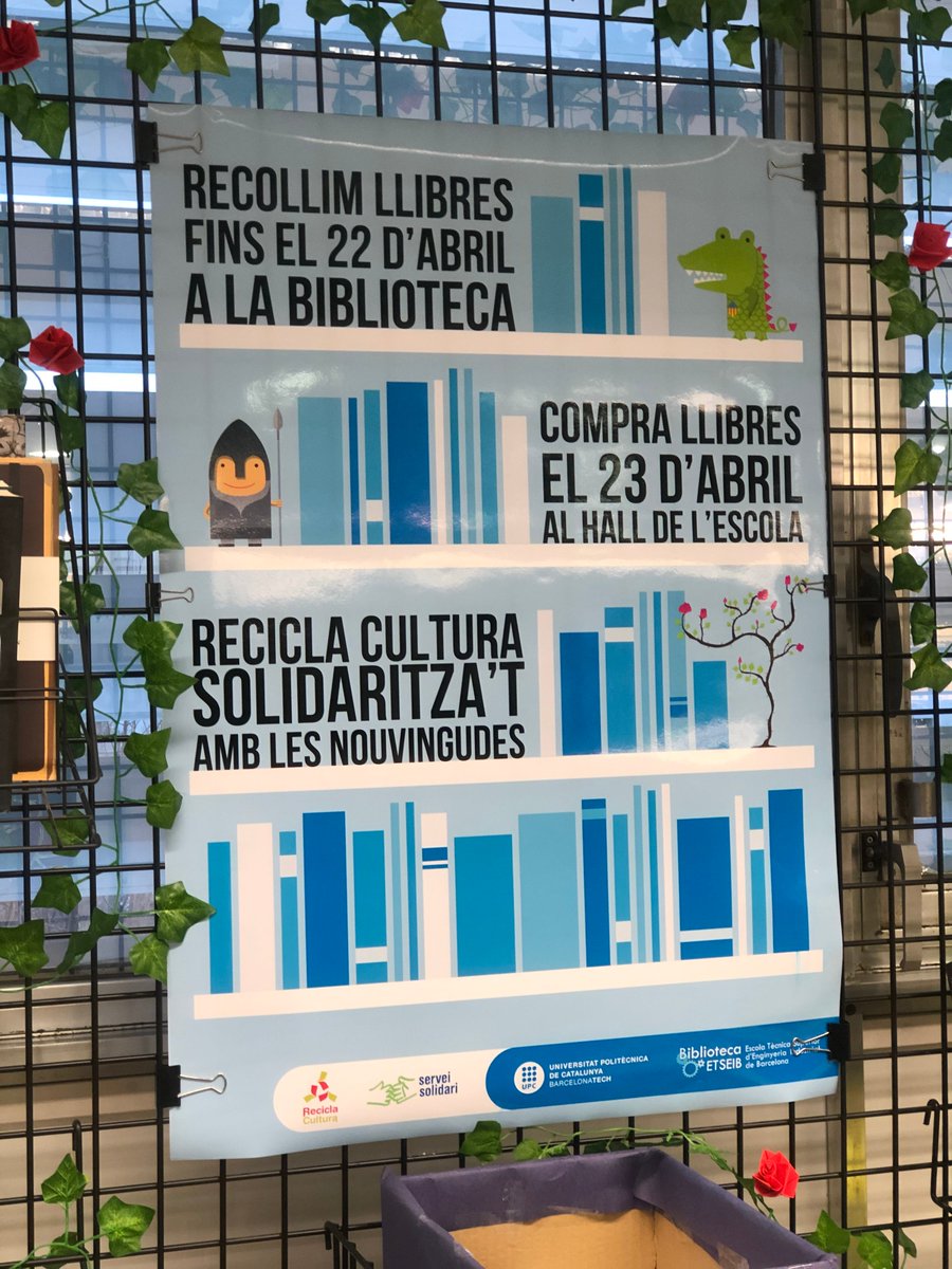 BibETSEIB's tweet photo. Vols participar en un projecte solidari? Aquest any tornem a fer el #ReciclaCultura. 📚 Tots els llibres recollits es vendran durant el dia de Sant Jordi🐉 Els diners recaptats es cediran a la Fundació @serveisolidari 
Anima't a portar el teu llibre! https://t.co/NPTSNB0JA1