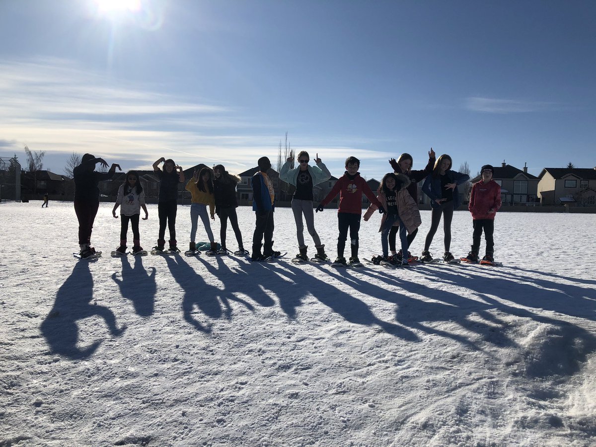 StSebastianCCSD's tweet photo. Snowshoes and snow monsters! Two weeks of snow fun. St. Sebastian students are grateful for the snowshoe loan from St. Jude school❤️ https://t.co/Kk4TGbRPuv