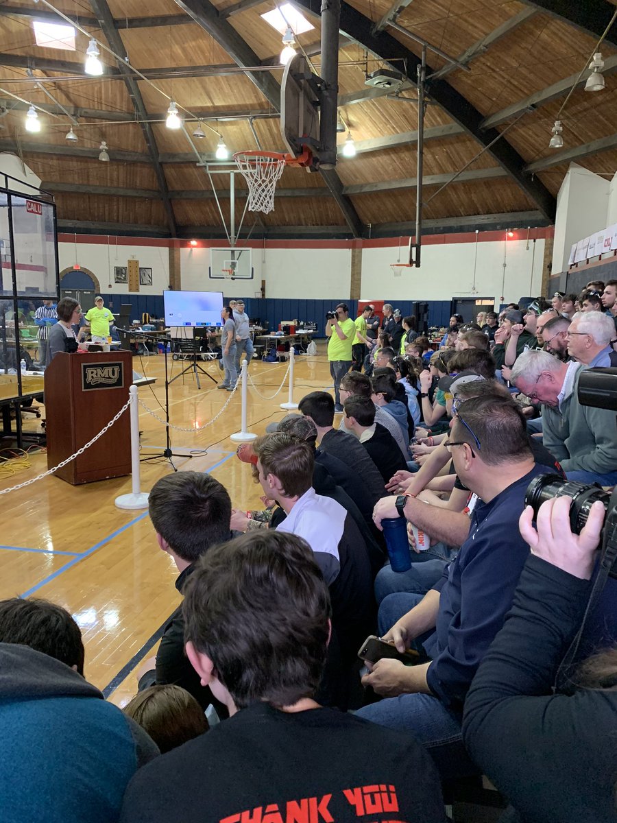 SCWDB15's tweet photo. It’s that time of year again! @BotsIQSWPA prelims at @RMU. Good luck to al of our local high school teams. #sparkswillfly #workforcedevelopment #crowbarseason #robotics #STEM #botfights https://t.co/x22pOR1rrw