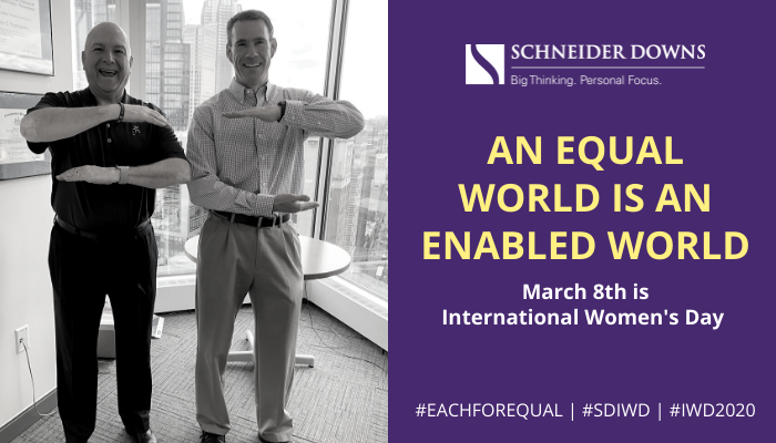Schneider_Downs's tweet photo. Sunday, March 8th is International Women's Day. Our co-CEOs, Tim Hammer and Steven Thompson, are dedicated to the global movement of helping forge a more gender-equal world. What action will you take to help create a more equal world? #eachforequal #sdiwd #iwd2020 https://t.co/aEsC4dCnKO