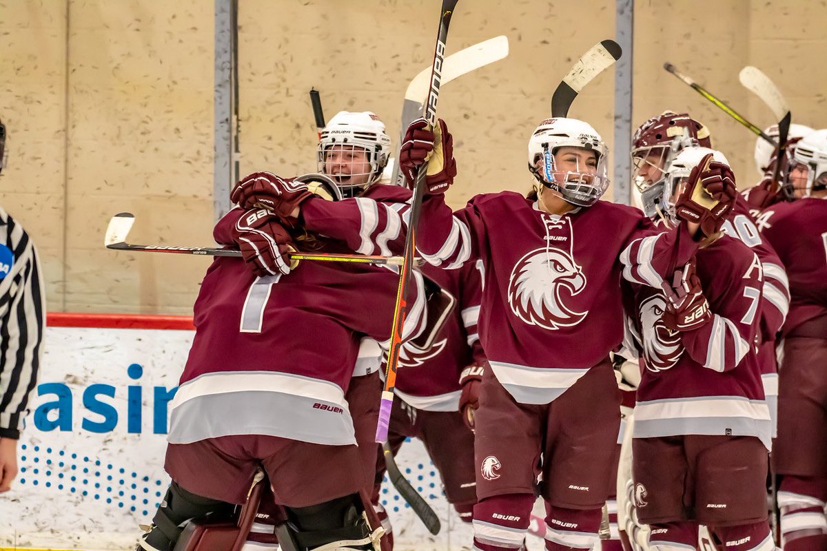 AugsburgWHockey's tweet photo. #fridayfeeling Still hyped from our win last Saturday but we haven’t won anything yet. Auggies are excited and ready for the MIAC Championship game tomorrow at 2pm at Gustavus. #rollaugs 🦅🏒 https://t.co/nsJcoIcXFj