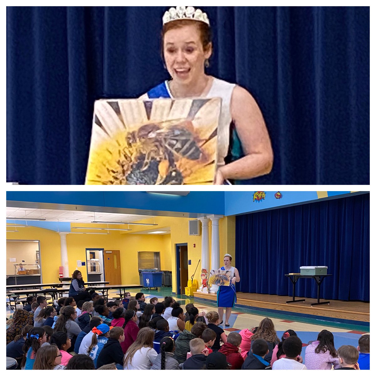 Hearn welcomed the America Honey Queen today! She talked with our 4th and 5th grade students about how pollination effects our personal lives and it’s importance to our environment!#beesrespectfulofourenvironment <a href="/HearnHornets/">Hearn Elementary</a> <a href="/OneTeamFCS/">Franklin County Schools</a>