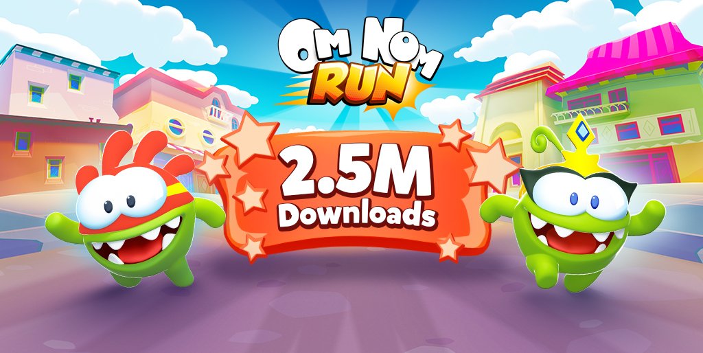 Om Nom: Run has now zoomed to 2.5 million downloads! Get it at zeptolab.com/games/om_nom_r… and join the run #mobilegames #FridayMotivation #FridayFeeling