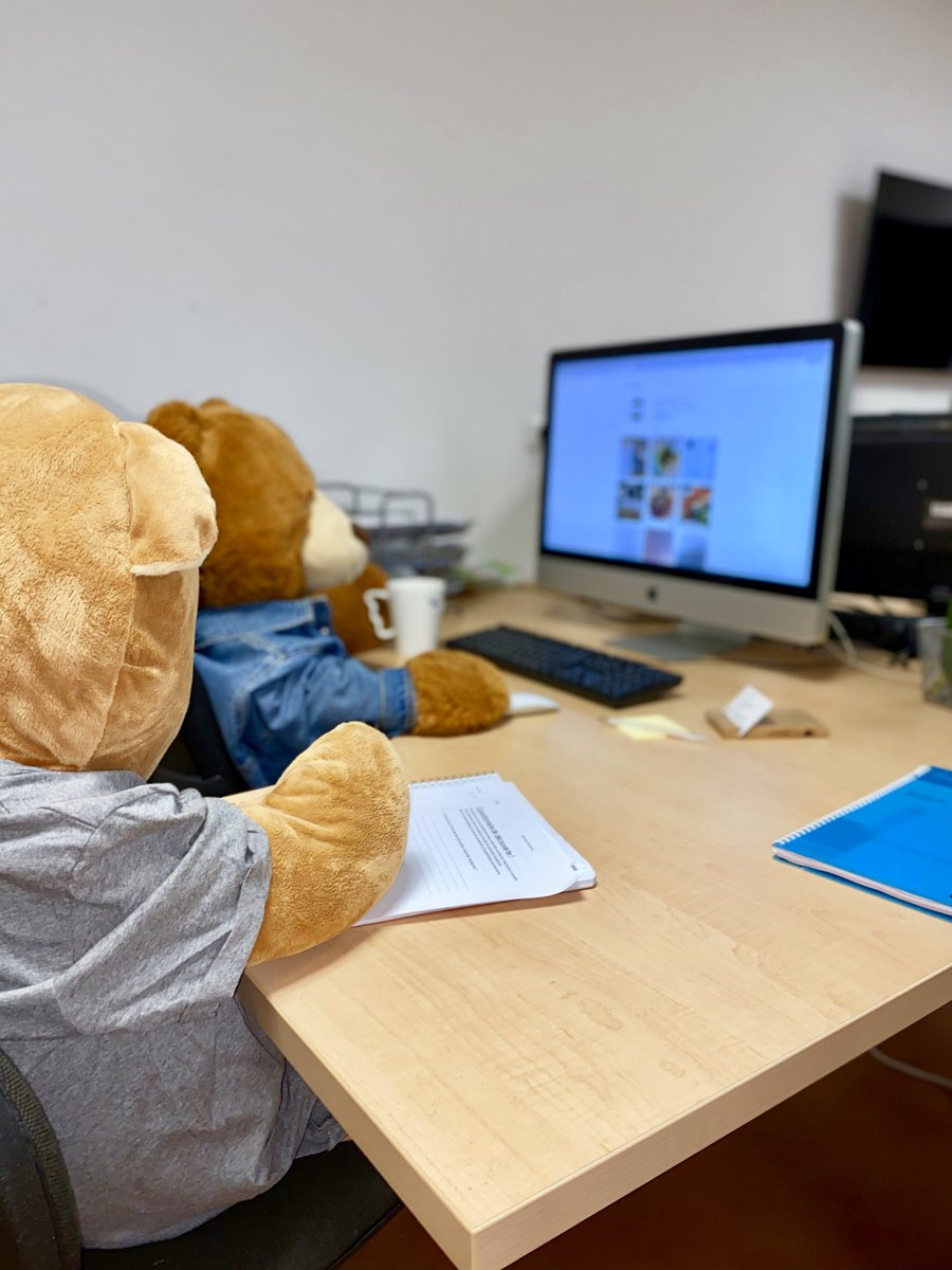dynamiccreaIT's tweet photo. #FridayTeddyChallenge !! On vous présente Poupon &amp; Poupette en pleine réunion sur les contenus des #reseauxsociaux ! En mode #CommunityManager &amp; #socialmediamanager 🖥 ! A votre tour on veut voir vos teddy at work 📲 📸!!  @SmartworkingCo https://t.co/Bf6uKFNkH3
