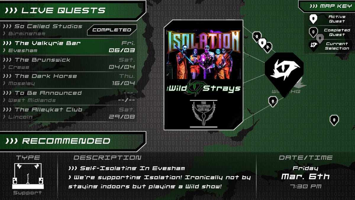 WildStrays's tweet image. Tonight we're heading down to @TheValkyrieBar, supporting Isolation!