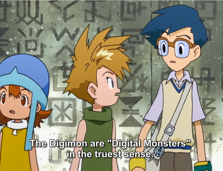 This scene with Koushiro explaining his theory was literally the moment when Adventure was closer to exploring the original setting of the Digimon and the Digital World, the Digimon were really digital beings that existed on the computer network.