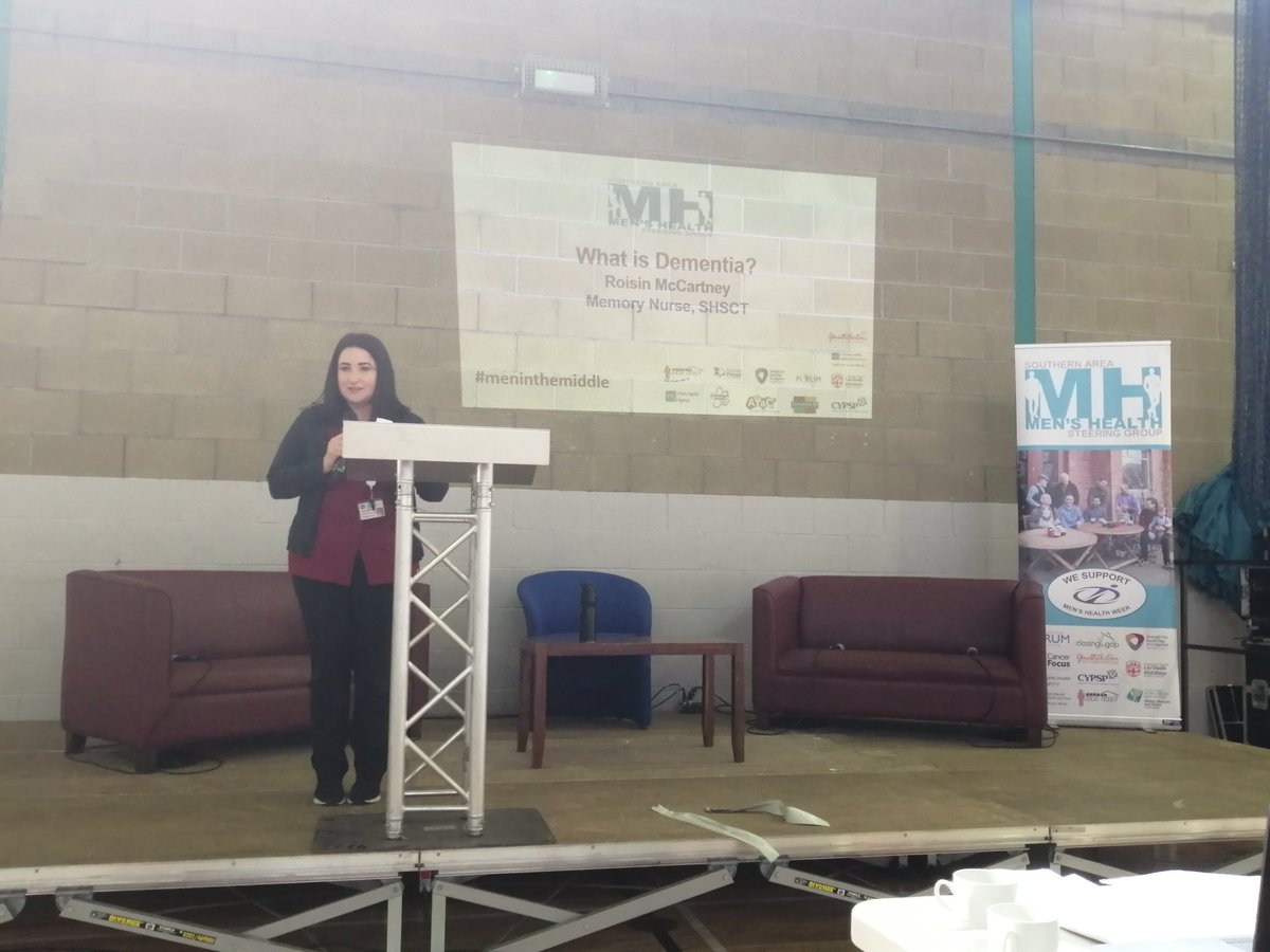 Hazel__Haworth's tweet photo. #MenInTheMiddle Roisin McCartney @SouthernHSCT Memory Nurse talks about #dementia https://t.co/wxnXNzxsCy
