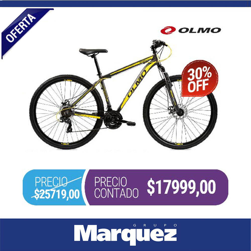 GrupoMarquezLP's tweet photo. #BICICLETA #OLMO #WISH 290 - RODADO 29 - 21 VELOCIDADES - CUADRO DE ALUMINIO - FRENOS A DISCO - SUSPENSIÓN - ENCONTRALO EN #GRUPOMARQUEZ https://t.co/BxHyxKJpbi