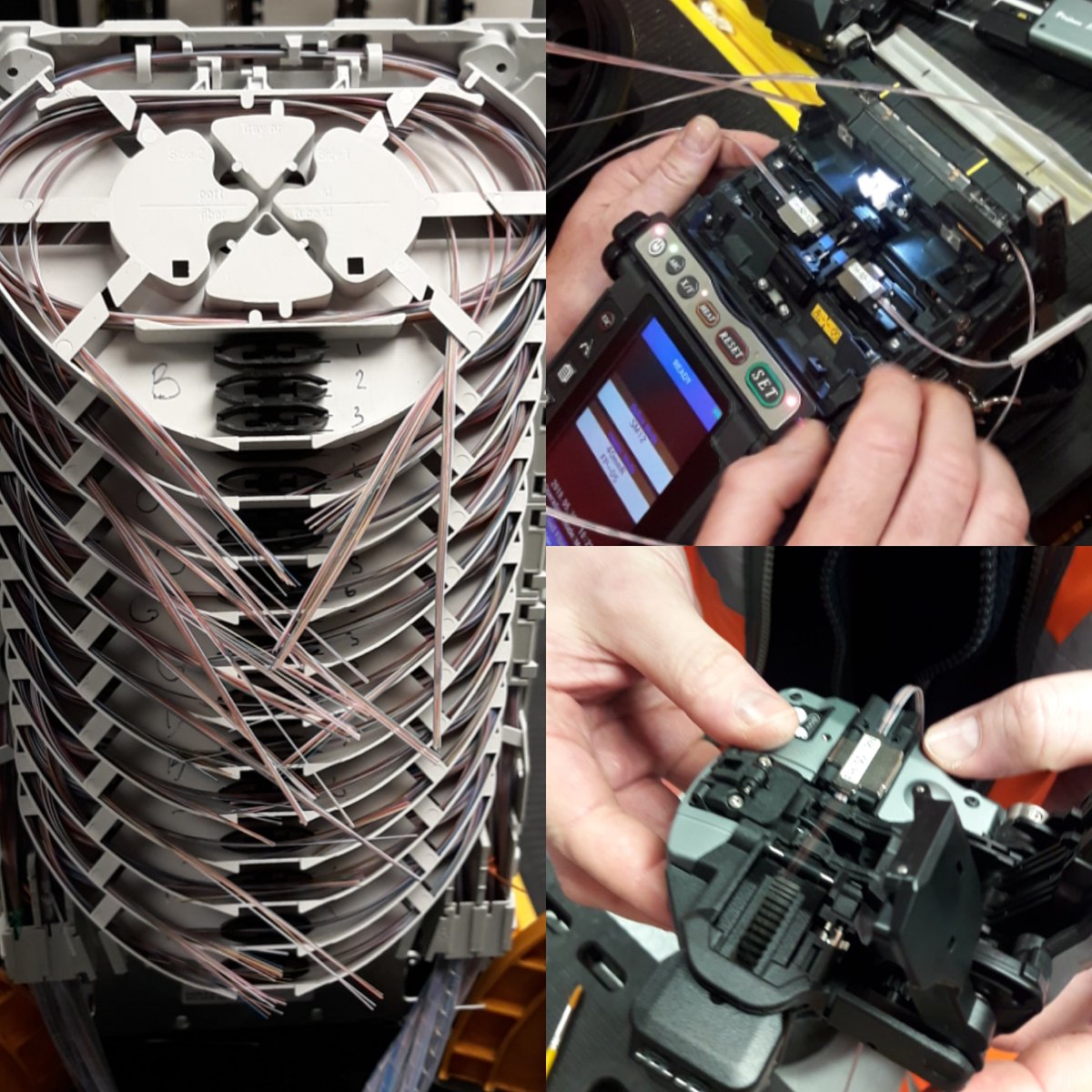 NTRStraining's tweet photo. Final day for our 432 Ribbon Fibre training. Delegates have learnt to strip the cable, splice the fibre using the Fujikura 70R Fusion Splicer and install into a Fist Joint.

#432ribbonfibre #fibretraining #telecomstraining #splicing #fujikura #nationaltrainingacademy #sheffield https://t.co/JIqVmx9Mql
