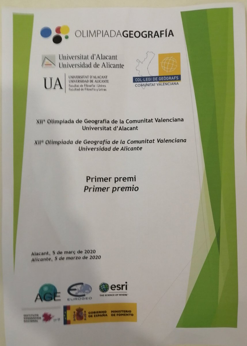 RamonSV's tweet photo. Ayer por la mañana el IES LAS LAGUNAS de #Torrevieja participó en las Olimpiadas de Geografía #geolimpiada en la #UA. Logrando el🥇puesto por equipos y el 🥇 y 🥉puesto en individual. Estoy muy orgulloso que dos alumnos mios participen en las Olimpiadas Nacionales. 😁🌟#geohprofe https://t.co/UBWeIlH8oM