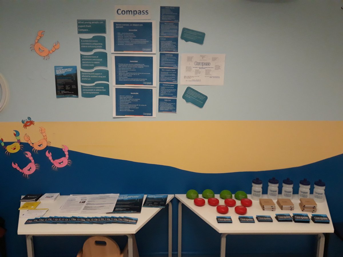 CypdaWarks's tweet photo. Compass have set a display board up in @nhsuhcw to let everyone know about our service, theres also some freebies!! #COMPASS #compasssupport #healthandwellbeing https://t.co/p0pHDGMJow