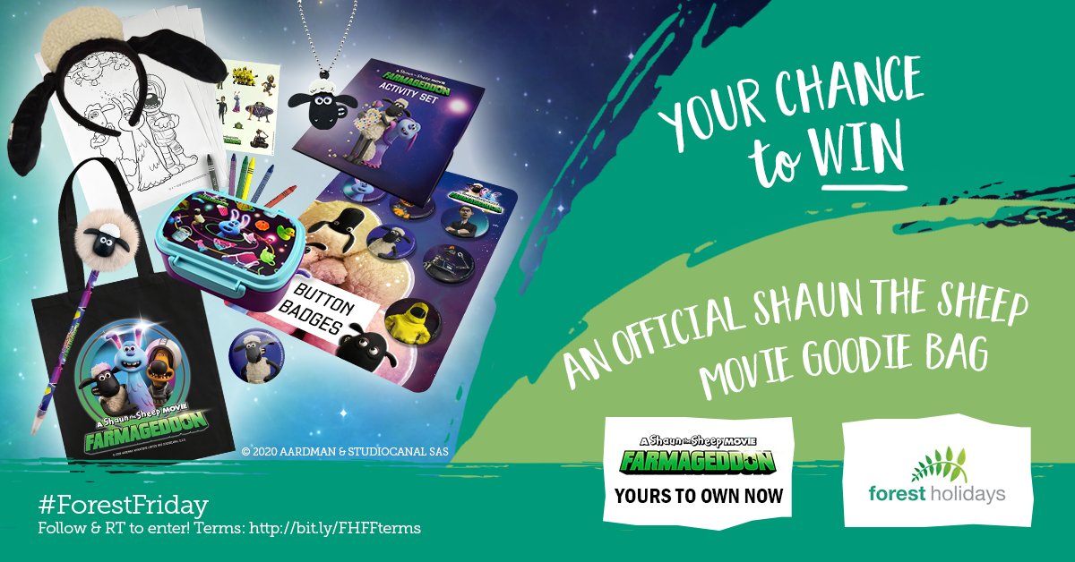 forestholidays's tweet photo. #ForestFriday #competition!
Shaun is back with his latest movie, A Shaun the Sheep Movie: Farmageddon, now available on 4K UHD, Blu-ray, DVD and digital. To celebrate we're giving away 5 #ShauntheSheep movie goody bags.

Follow us, #retweet this post, and tag a friend to #win. https://t.co/s0aRXeUBtj