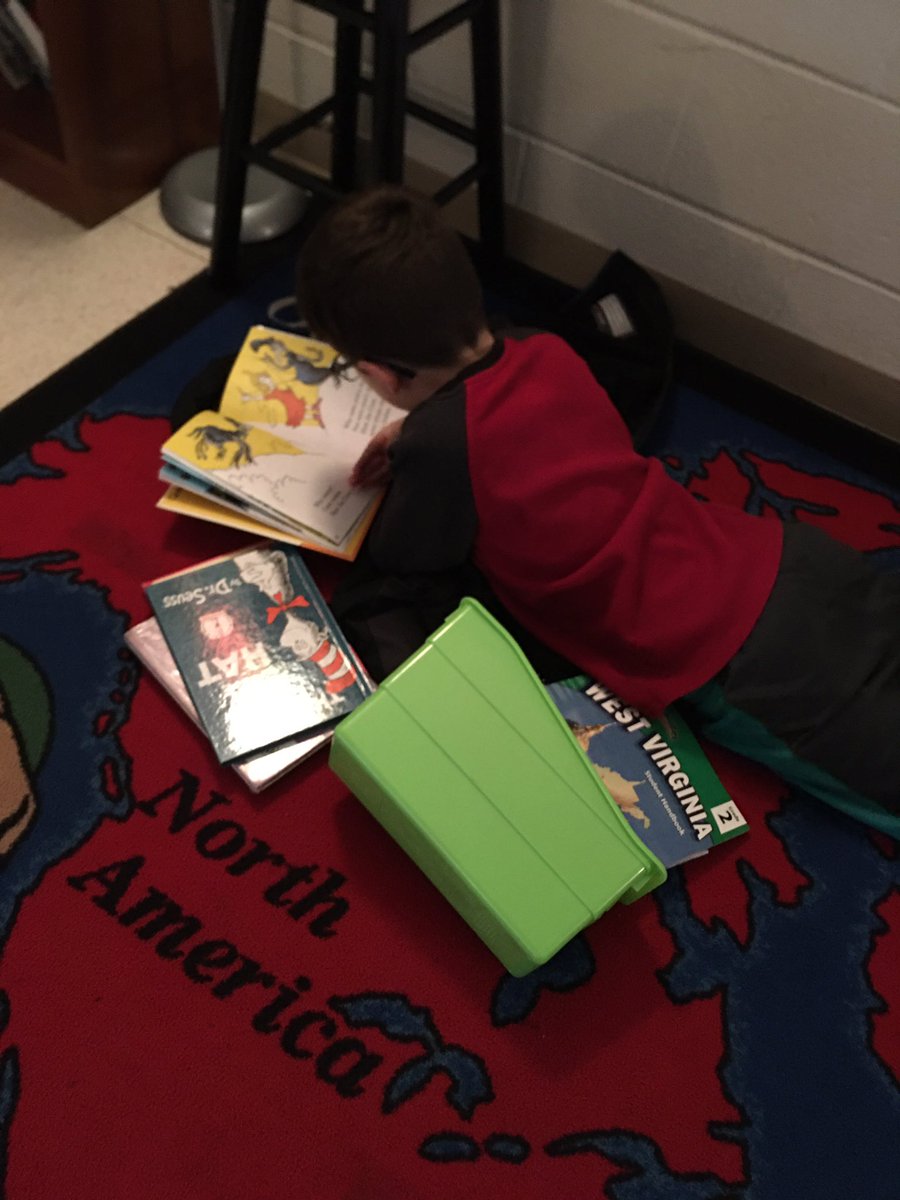 CastoMrs's tweet photo. We celebrated Read Across America earlier this week with an hour of quiet reading time! We chose some favorite books, took our shoes off and enjoyed reading. The Ss loved it! @MylanPatriots #ReadAcrossAmericaWeek #2ndgrade https://t.co/q1OLfTJEel