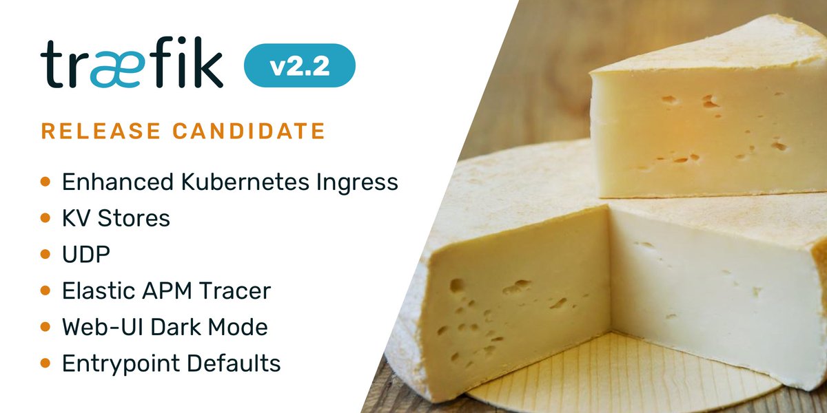 traefik's tweet photo. Announcing Traefik v2.2 RC1! The release includes:
⛵️ Enhanced Kubernetes Ingress Support
🔑 KV Stores
🔌 UDP
🔌 Elastic APM Tracer
🕸Web-UI Dark Mode
🧭 Entrypoint Defaults (incl. redirects)
https://t.co/BXvSAJ5yaP #traefik https://t.co/2B7S2mzBns
