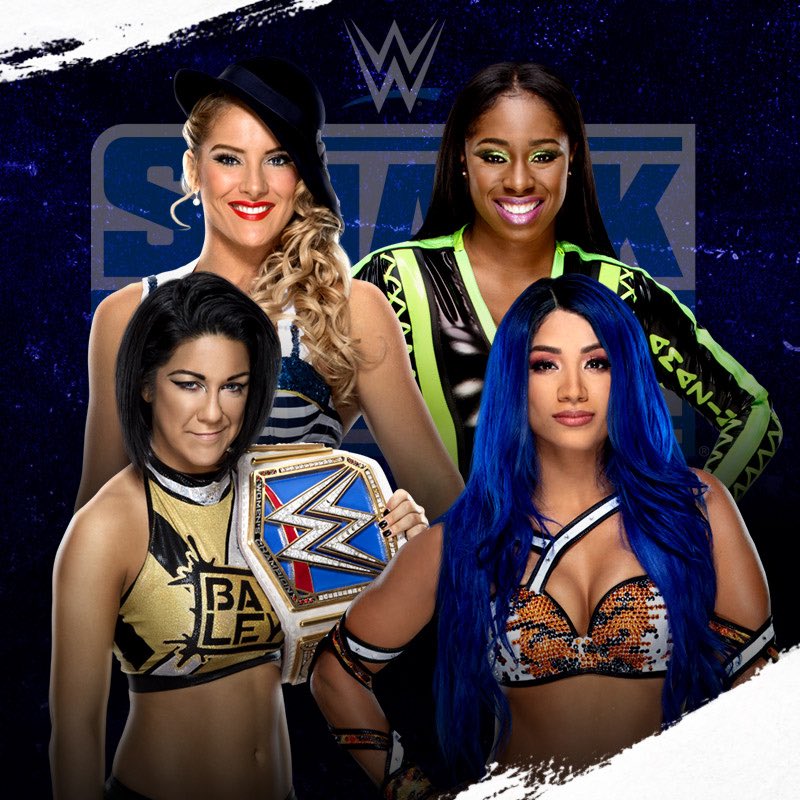 WWEIndia's tweet photo. Who you got WINNING this rematch on tomorrow’s #SmackDown: @LaceyEvansWWE &amp; @NaomiWWE OR @itsBayleyWWE &amp; @SashaBanksWWE? https://t.co/mh8SwjHyAg