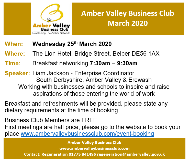 AmberValleyBN's tweet photo. Join the Amber Valley Business Club this March for Breakfast Networking at @LionHotelBelper For more information and to book your place visit https://t.co/JNDPWA7jst https://t.co/FXuHHfA5lj
