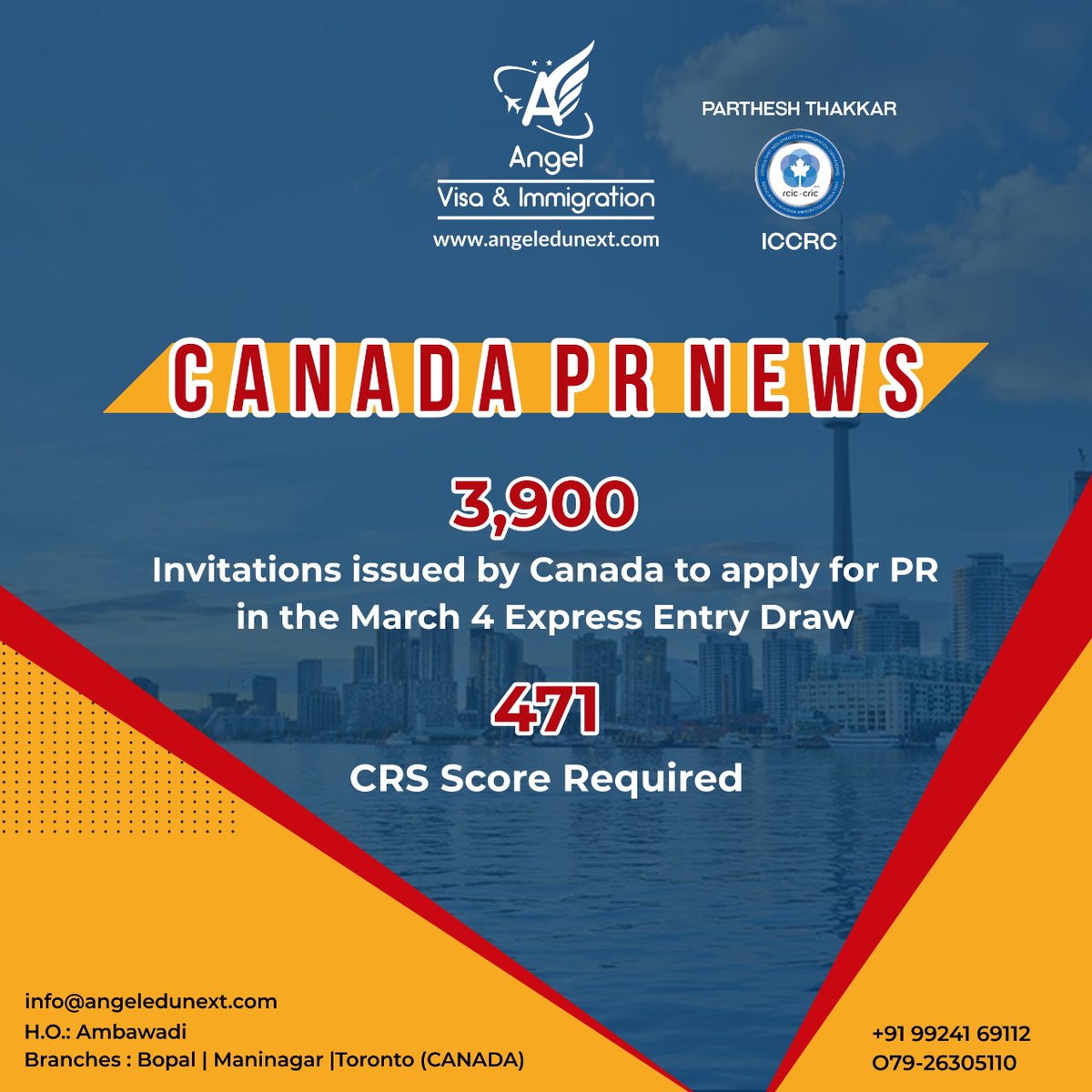 AngelEdunext's tweet photo. 📞9924169112
Like us: https://t.co/EnwLYU02Cb
Follow us: https://t.co/WU1sdFEMUt
#AngelVisaandImmigration #PartheshThakkar#PRVisa #VisaNews #NewsLetter #StudentVisaUpdate #ExpressEntry #CanadaPRUpdate #LatestUpdates https://t.co/w8UydzLF3M
