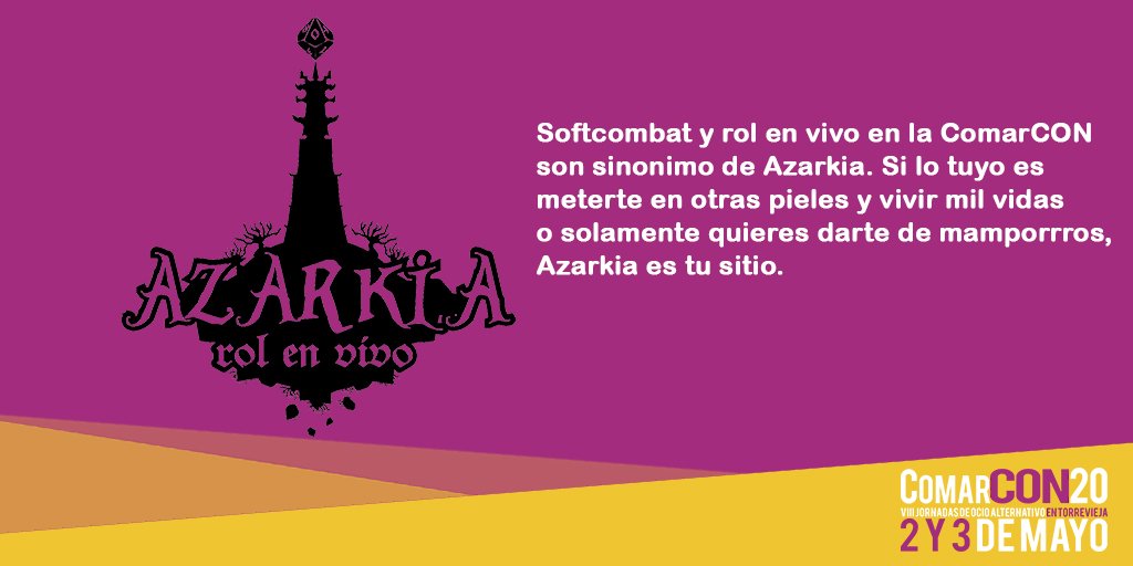 lacomarcon's tweet photo. Llegan los señores del Rol en Vivo y los mamporros. Ellos son Azarkia🧙🏻‍♂️ #ComarCON20 https://t.co/BtunJQFf03 https://t.co/Nj0BdGspiE