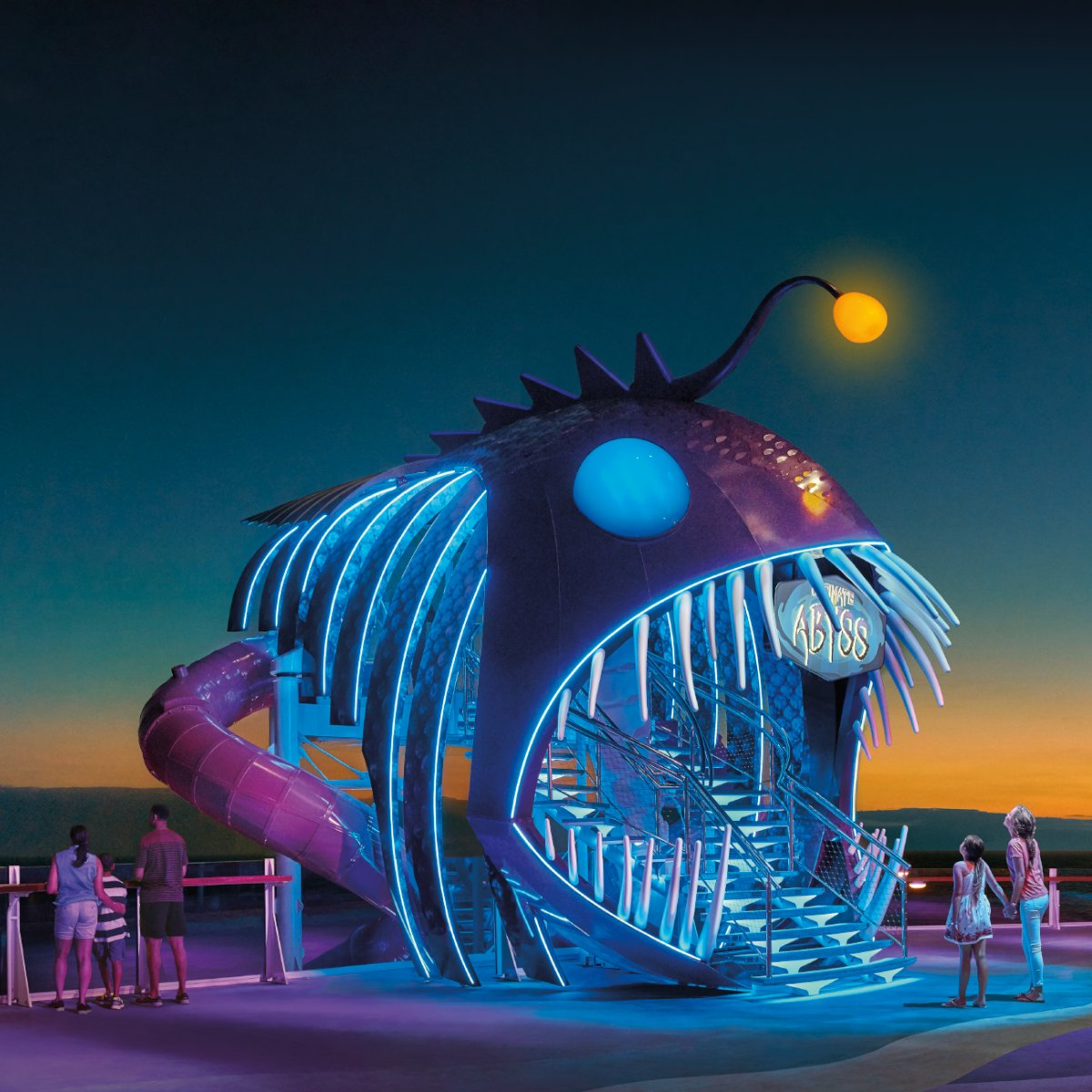 ¡Cuando llega la noche 🌙 todo se siente diferente a bordo!🛳#Ultimateabyss