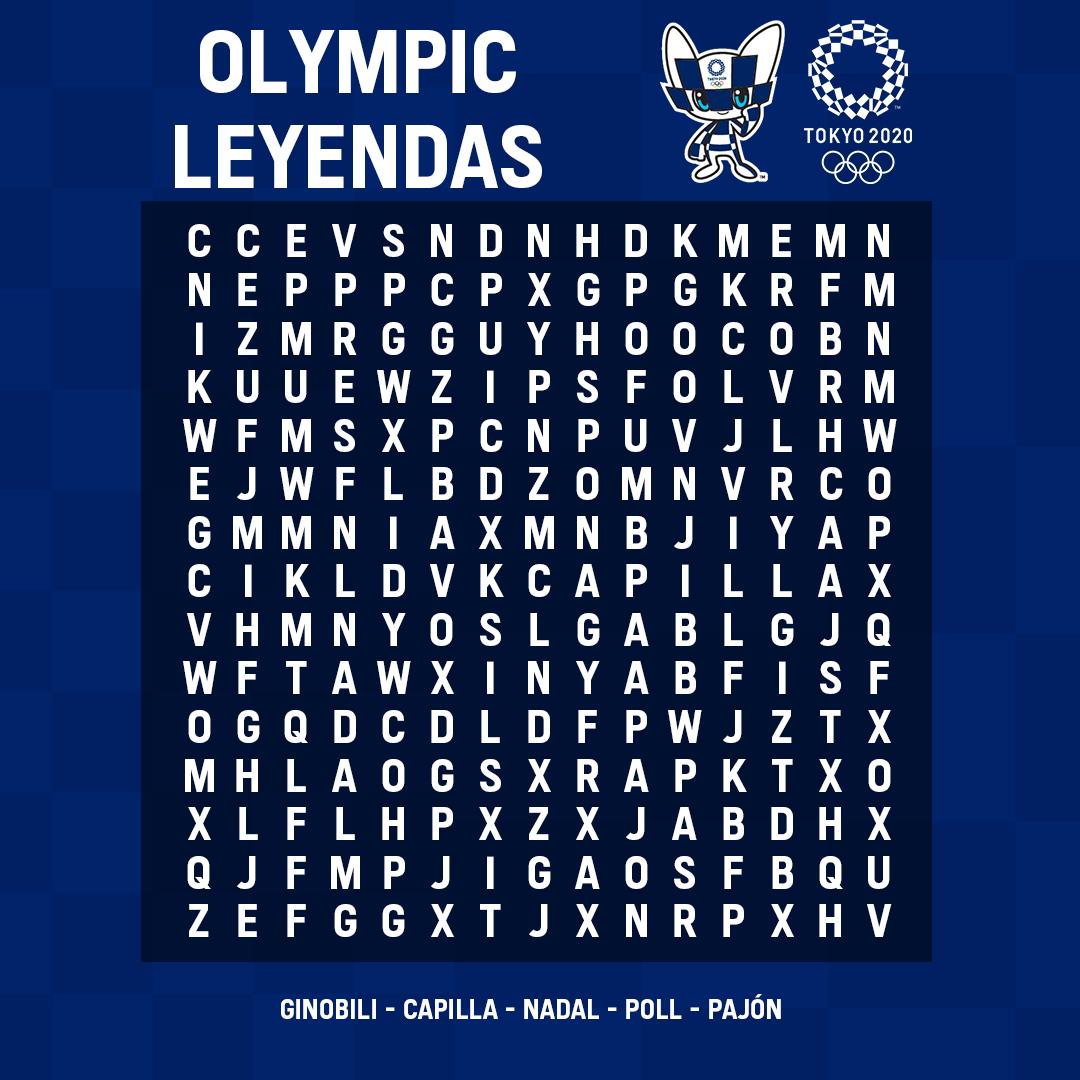 Tokyo2020's tweet photo. In celebration of the opening of our new account in Spanish! 🙌

✅ Go Follow @Tokyo2020es! 

Try our new challenging ‘Leyendas Olímpicas’ wordsearch! #FridayFeeling

Can you find the Olympic legends hidden in this week’s challenge? 🤔👇

And let us know how long it took! ⏱️ https://t.co/EM6bhURAqV