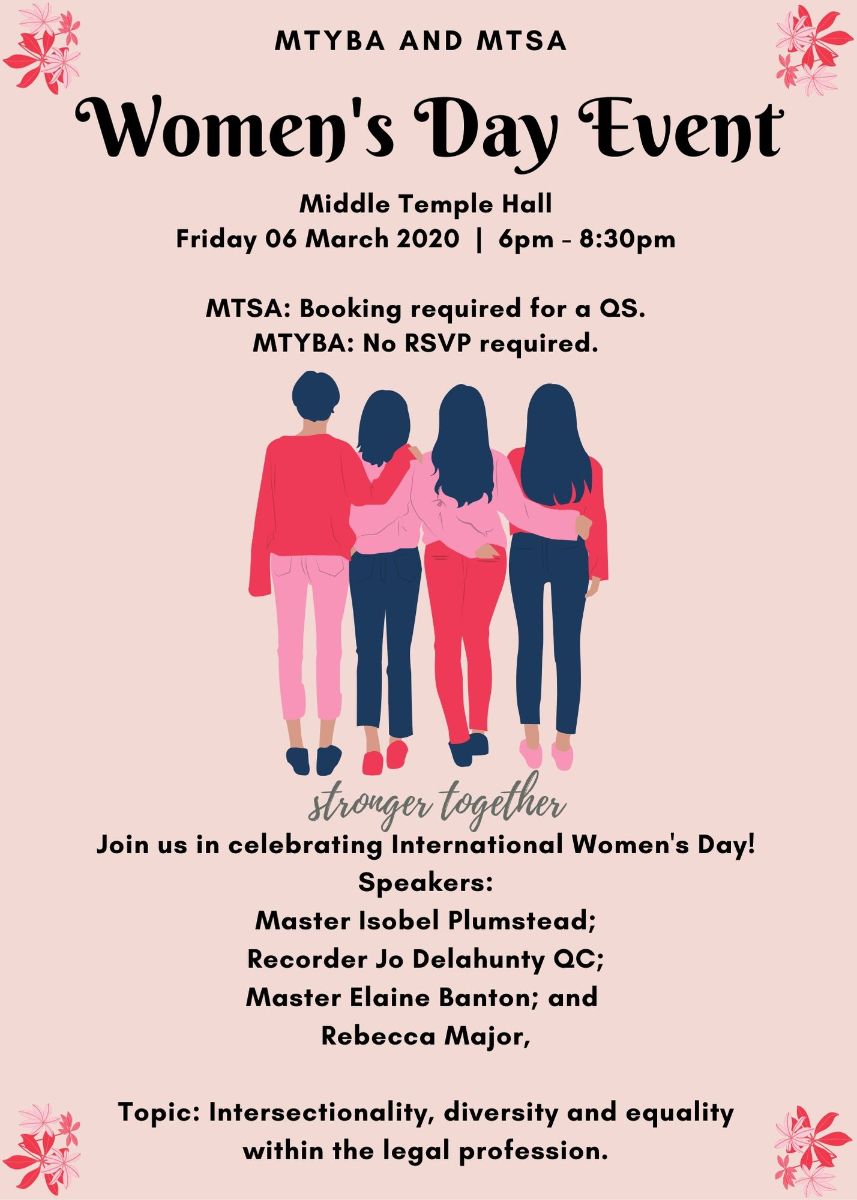 MTYoungBar's tweet photo. Today at 6pm: International Women's Day Event - https://t.co/7BxCsow99S @MiddleTemple @MTStudents
#InternationalWomensDay2020 #MTYBA #MTSA #MiddleTemple #events #youngbarristers #barristers #opps https://t.co/C2H94FQzCh