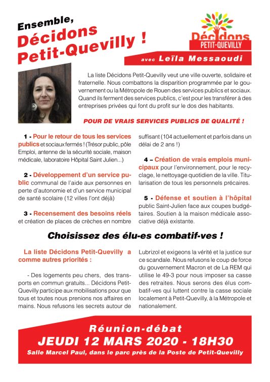 PQuevilly's tweet photo. #municipales2020
#défensedesservicespublics
Le nouveau tract sur les services publics de la liste #DécidonsPetitQuevilly est disponible ! 

Vous le trouverez sur le blog => 

https://t.co/OiB8R3pTpK https://t.co/HDmF6VSWcP