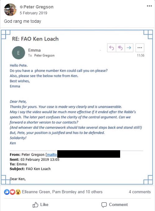 Yes he would. Gregson emailed Loach and Loach emailed him some advice and support, and then phoned him. This was *after* he'd been sacked by GMB.